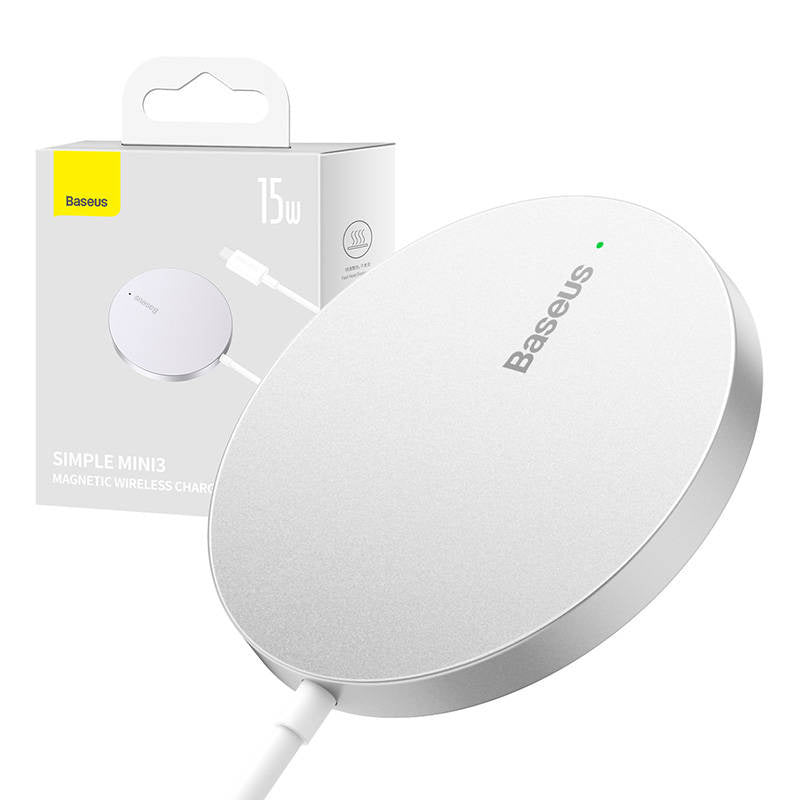 Magnetic Wireless Charger Baseus Simple Mini3 15W (Silver) - Product Image 1