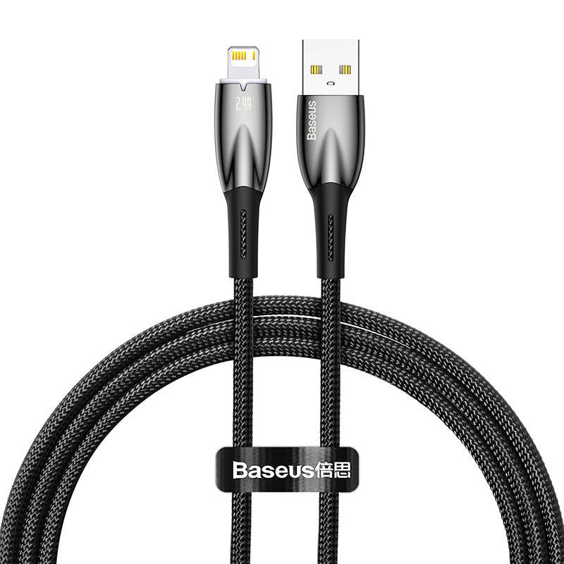 USB cable for Lightning Baseus Glimmer Series, 2.4A, 1m (Black) - Product Image 2
