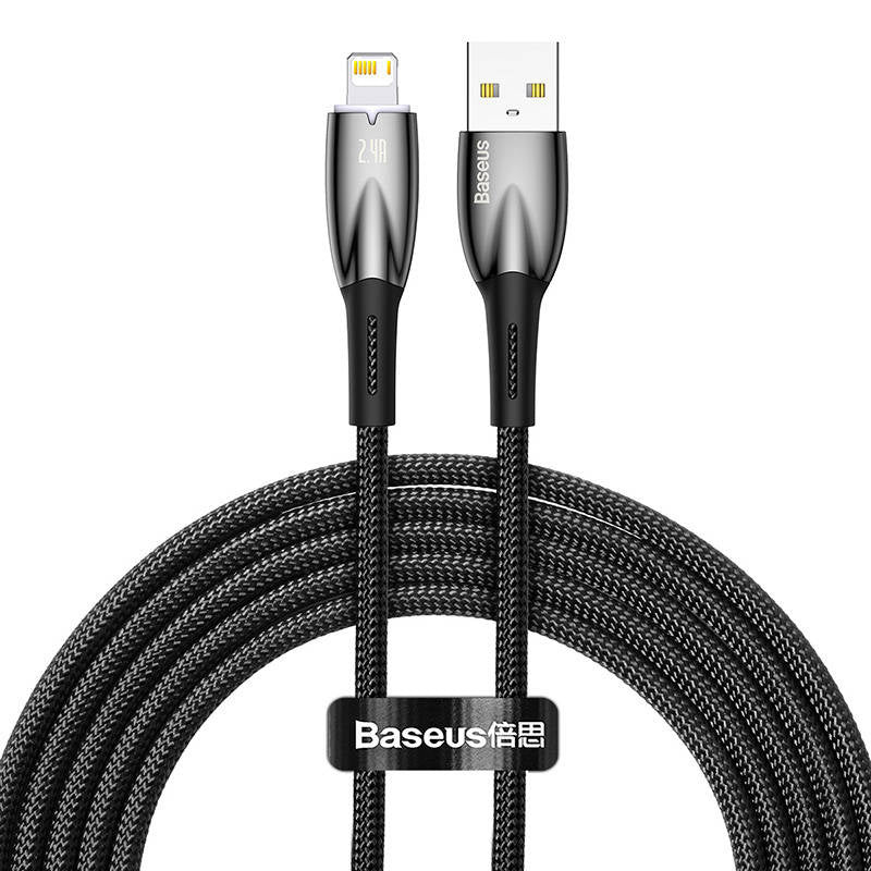 USB cable for Lightning Baseus Glimmer Series, 2.4A, 2m (Black) - Product Image 2