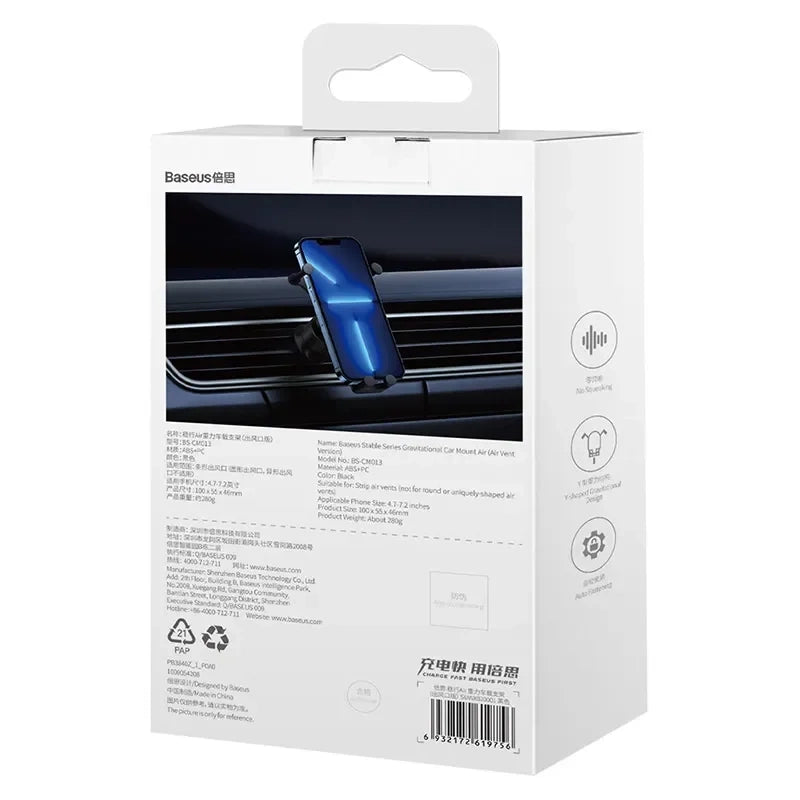 Baseus Stable Gravitational Car Phone Holder to Ventilation Grid (black) - Product Image 6