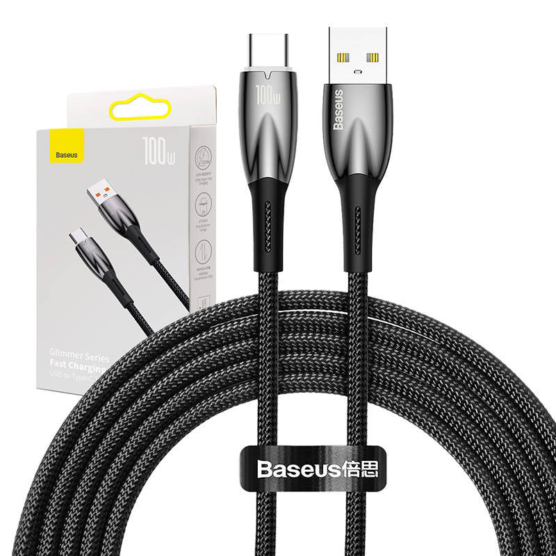 USB cable for USB-C Baseus Glimmer Series, 100W, 2m (Black) - Product Image 1