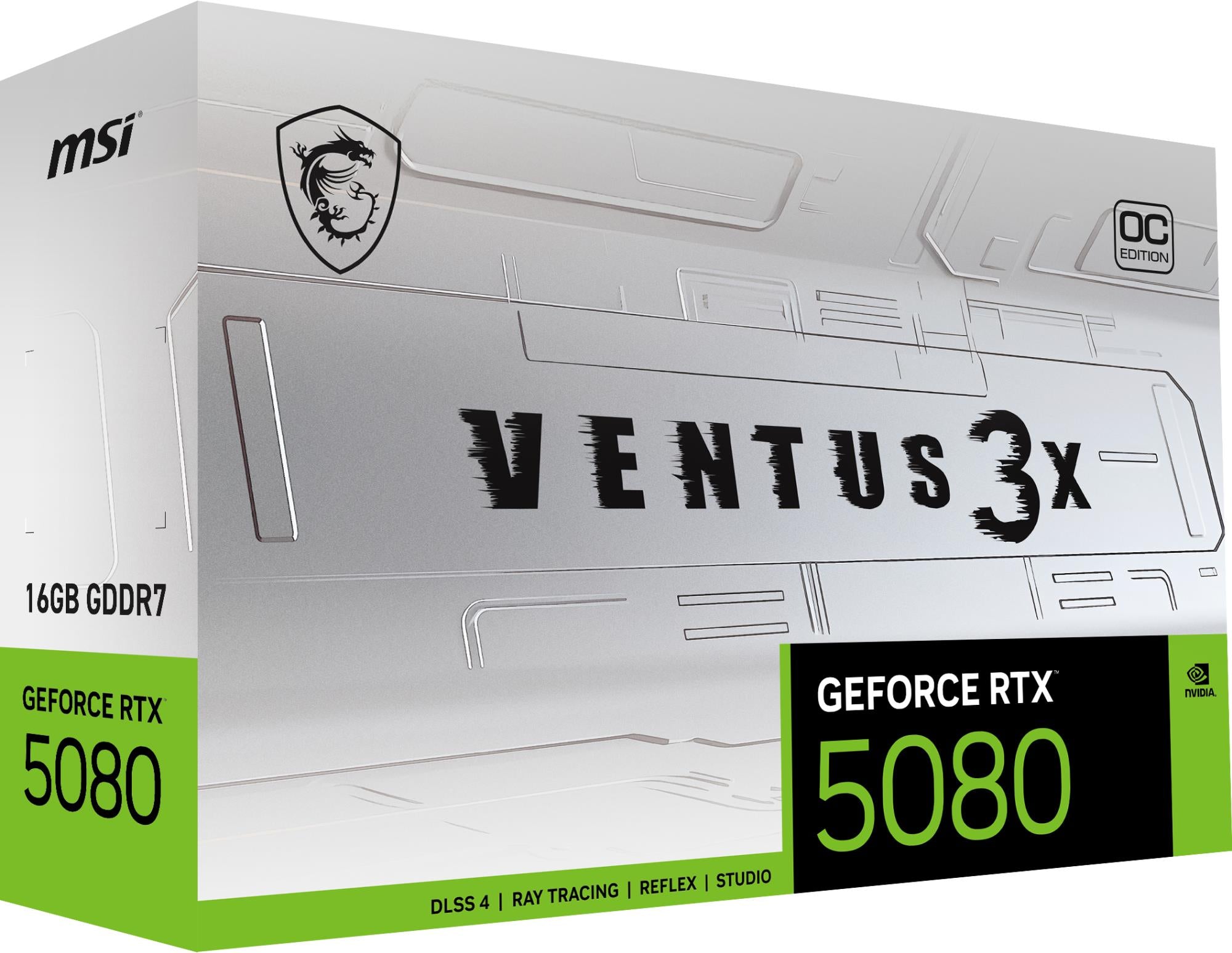Graphics Card MSI NVIDIA GeForce RTX 5080 16 GB GDDR7 256 bit PCIE 5.0 16x Dual Slot Fansink 1xHDMI 3xDisplayPort 508016GVEN3XOCWHITE