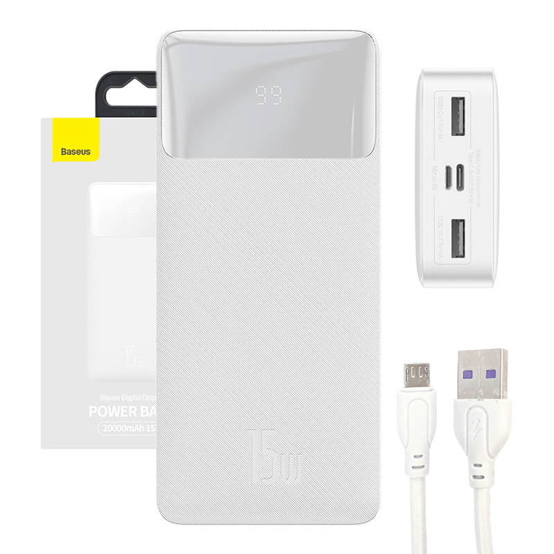 Powerbank Baseus Bipow 20000mAh, 15W (white) - Product Image 1