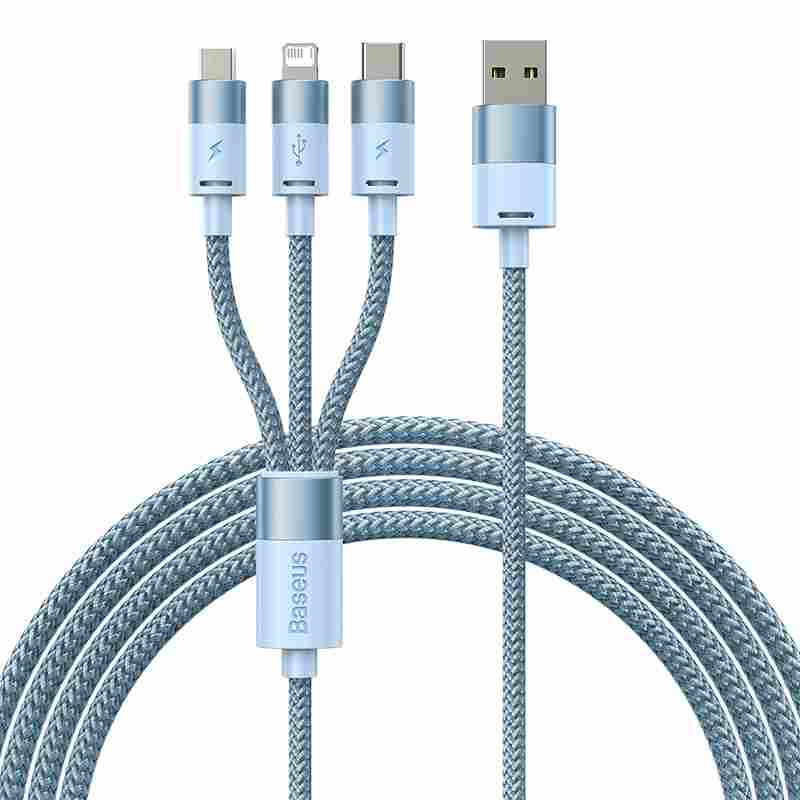 3in1 USB cable Baseus StarSpeed Series, USB-C + Micro + Lightning 3,5A, 1.2m (Blue) - Product Image 8
