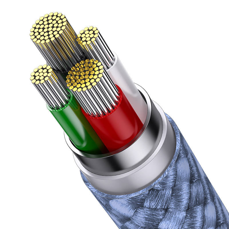 3in1 USB cable Baseus StarSpeed Series, USB-C + Micro + Lightning 3,5A, 1.2m (Blue) - Product Image 5