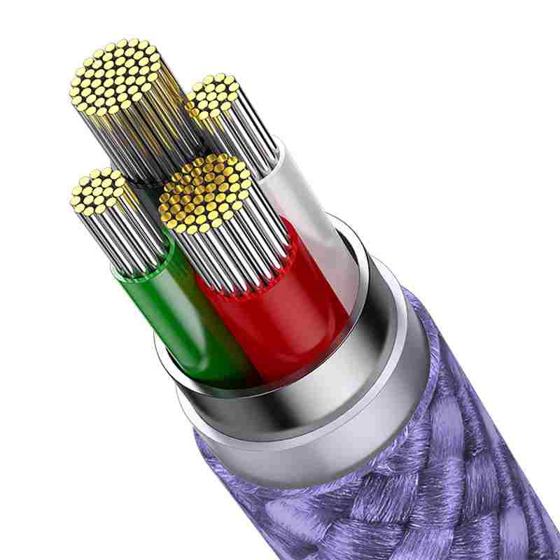 3in1 USB cable Baseus StarSpeed Series, USB-C + Micro + Lightning 3,5A, 1.2m (Purple) - Product Image 12