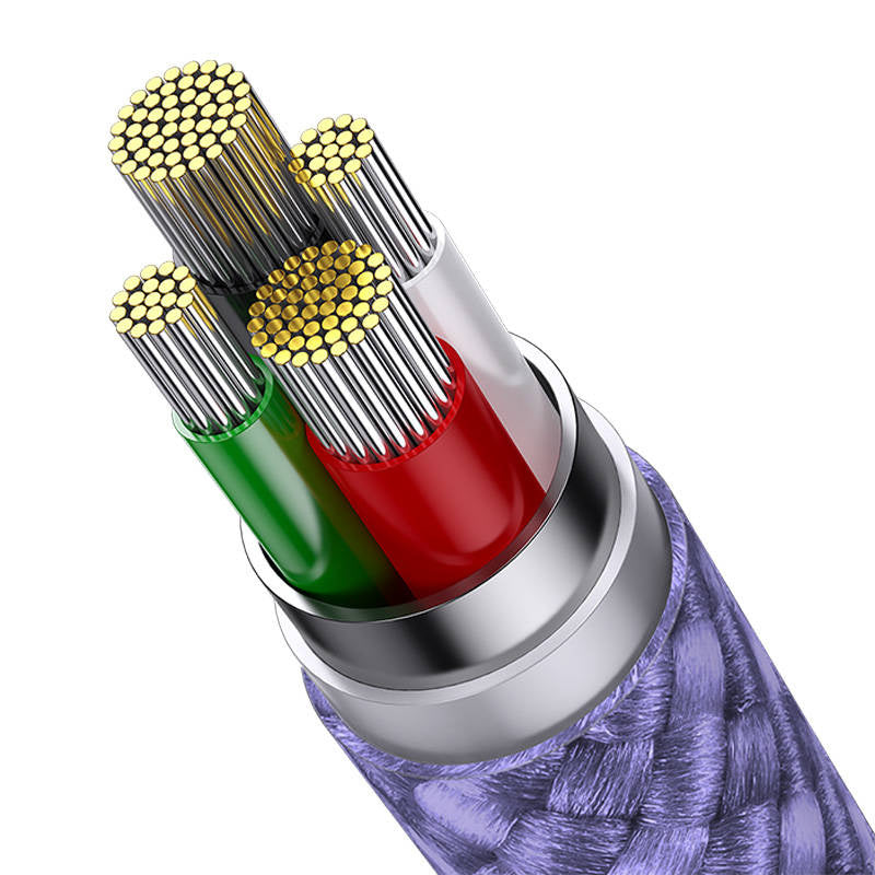 3in1 USB cable Baseus StarSpeed Series, USB-C + Micro + Lightning 3,5A, 1.2m (Purple) - Product Image 5