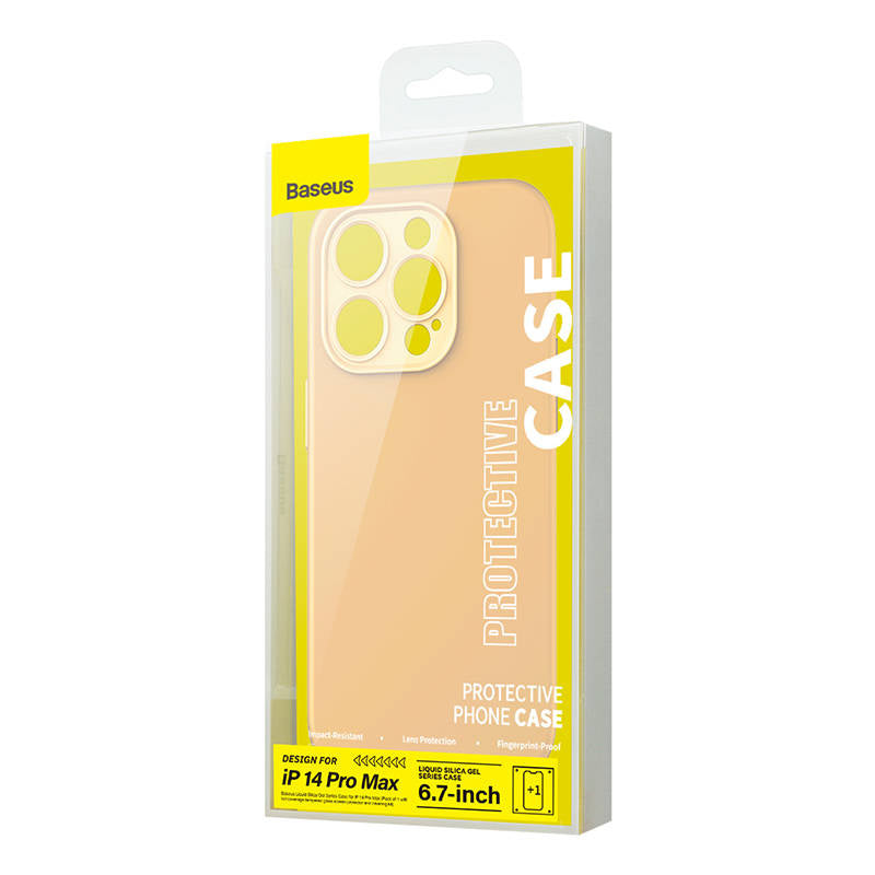 Baseus Liquid Silica Gel Case for iPhone 14 Pro Max (Sunglow)+ tempered glass + cleaning kit - Product Image 8