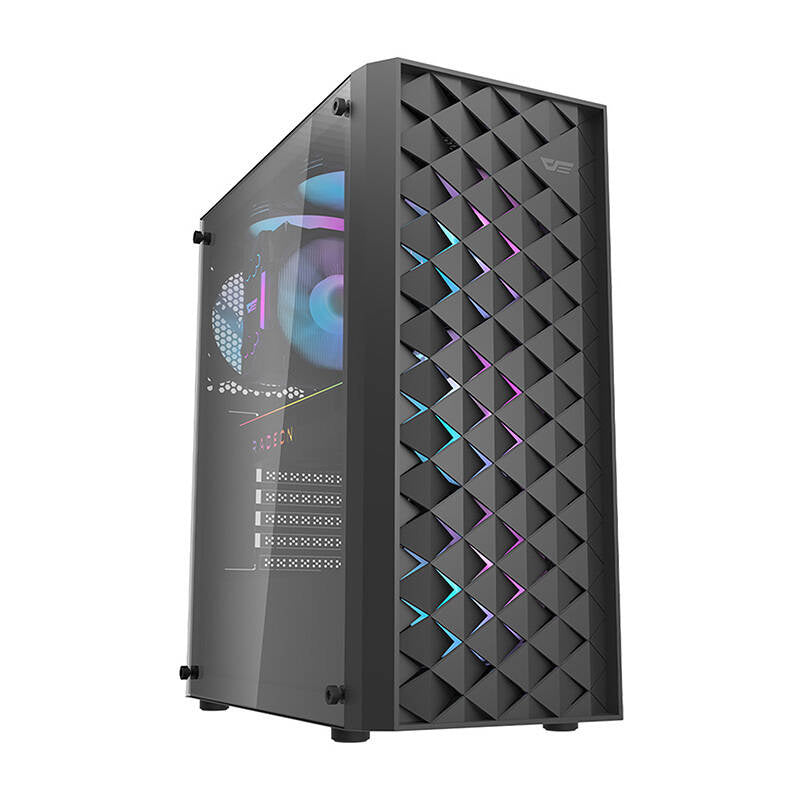 Darkflash DK351 Computergehäuse (schwarz) + 4 RGB-Lüfter