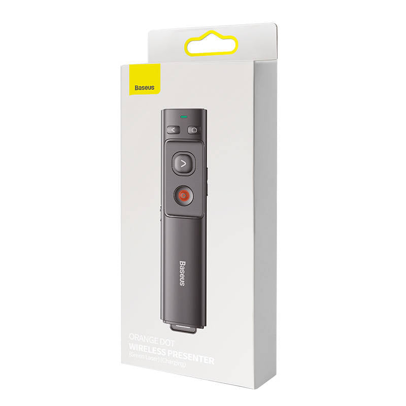 Baseus Orange Dot Multifunctionale remote control for presentation, with a green laser pointer - gray - Product Image 9