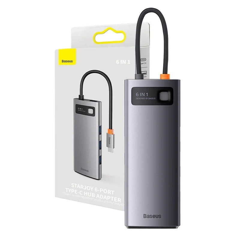 Hub 6in1 Baseus StarJoy Series, USB-C to 3x USB 3.0 + HDMI + USB-C PD + RJ45 - Product Image 1