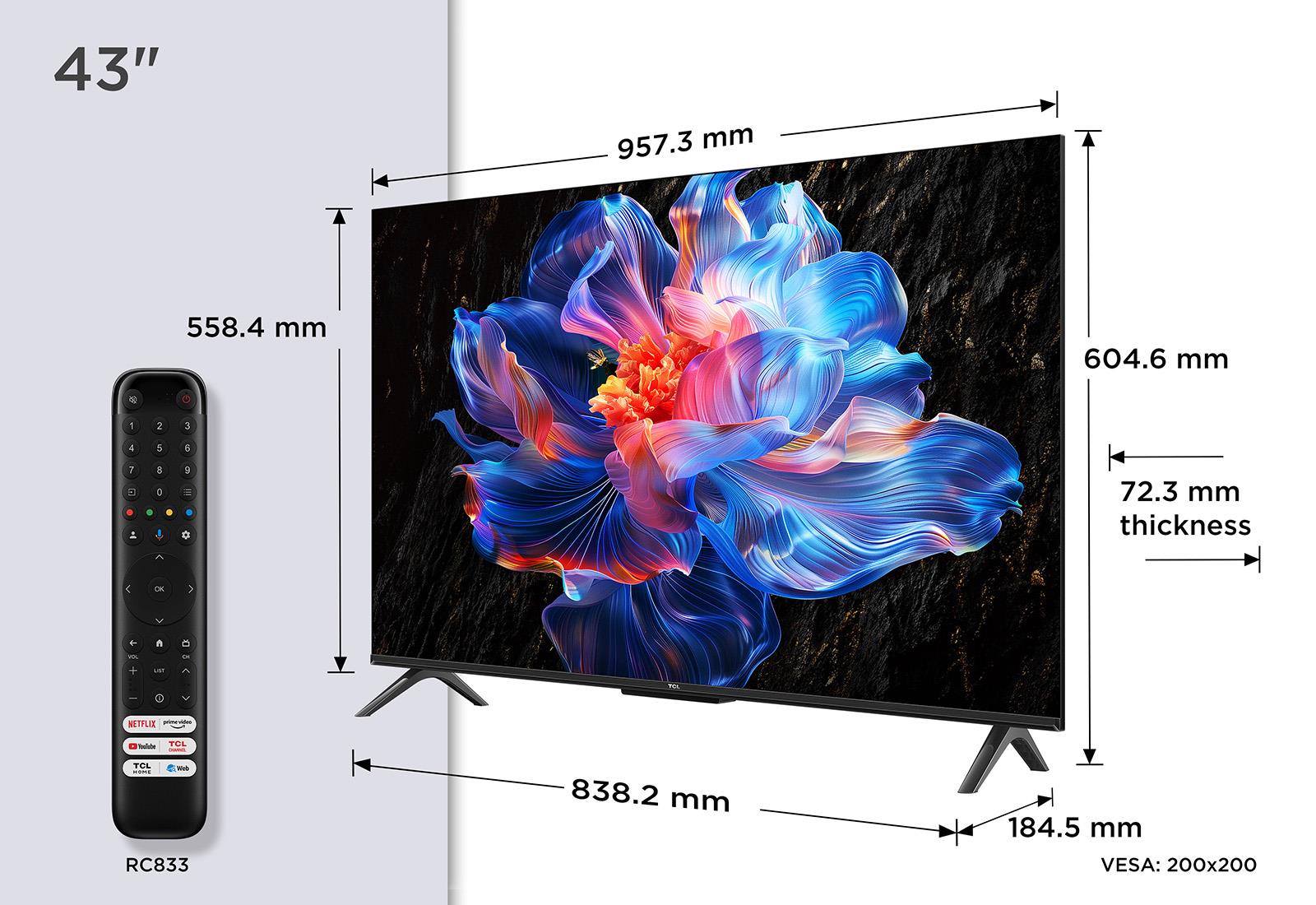 TV Set TCL 43 " 4K Ultra HD 3840 x 2160 pixels Flat 16:9 DLED 43V6C