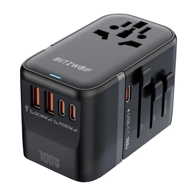 Blitzwolf BW-TA2 5-in-1 Travel Adapter 2xUSB PD + 2xC QC + C GaN 100W - Image 1