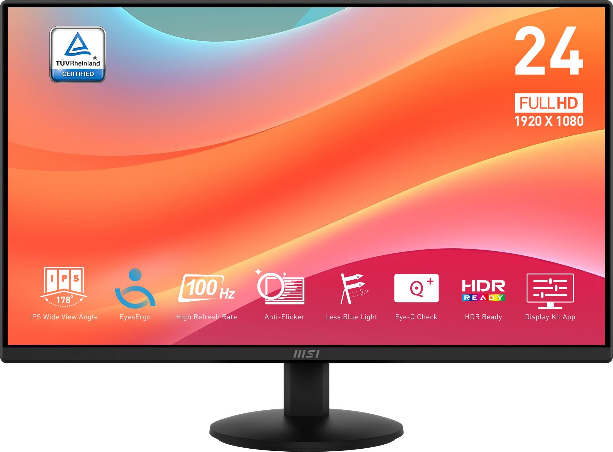 LCD Monitor MSI 23.8" Business Matte Panel IPS 1920x1080 16:9 100Hz 1 ms Tilt Colour Black PROMP242L