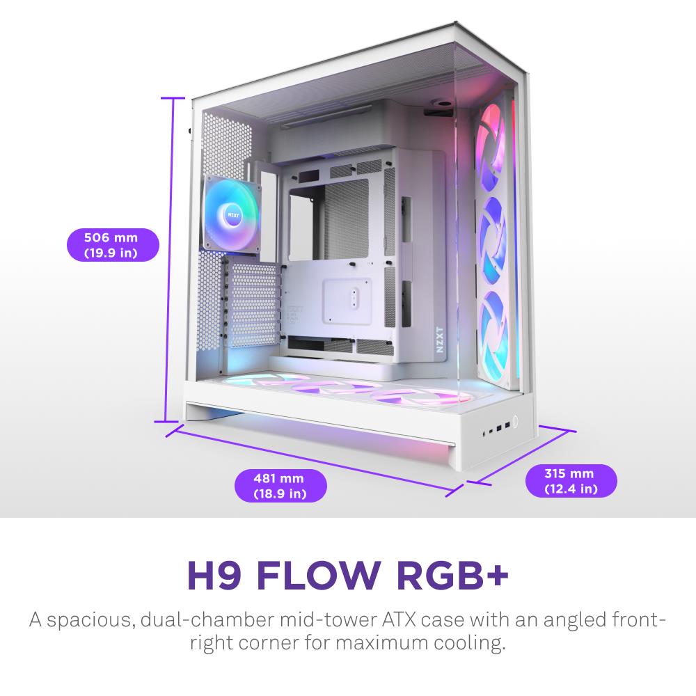 Case NZXT ATX/micro ATX/Mini-ITX/EATX White Midi Tower PC CM-H92FW-R1