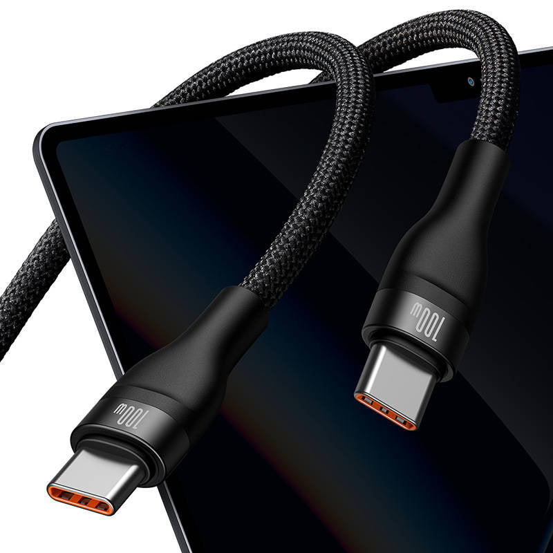2in1 USB cable Baseus Flash Series USB-C do USB-C 100W, 1.5m (black - Product Image 4