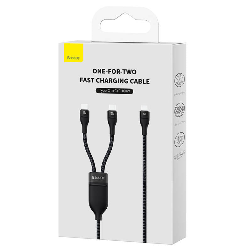 2in1 USB cable Baseus Flash Series USB-C do USB-C 100W, 1.5m (black - Product Image 8