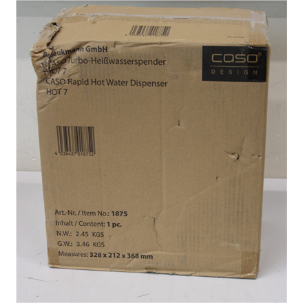 SALE OUT. Caso Turbo Hot Water Dispenser | Hot 7 | Water Dispenser | 2200-2600 W | 2.7 L | Plastic/Stainless Steel | Bla