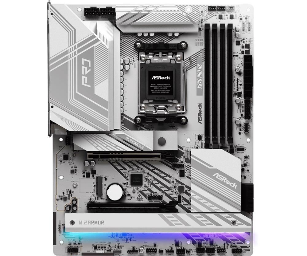 Mainboard ASROCK AMD X870 SAM5 ATX Memory DDR5 Memory slots 4 1xPCI-Express 4.0 16x 1xPCI-Express 5.0 16x 4xM.2 1xHDMI 6xUSB 2.0 4xUSB 3.2 2xUSB-C 1xOptical S/PDIF 1xRJ45 2xAudio port X870PRORS