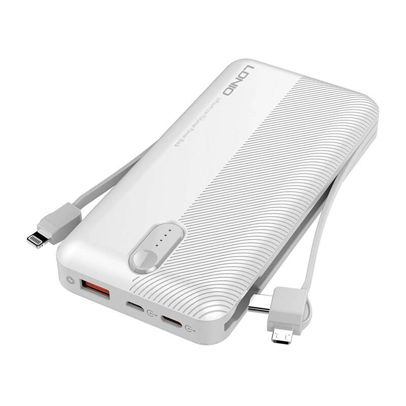 Powerbank LDNIO PL1013, 10000mAh + 3in1 cable (white) - Product Image 1