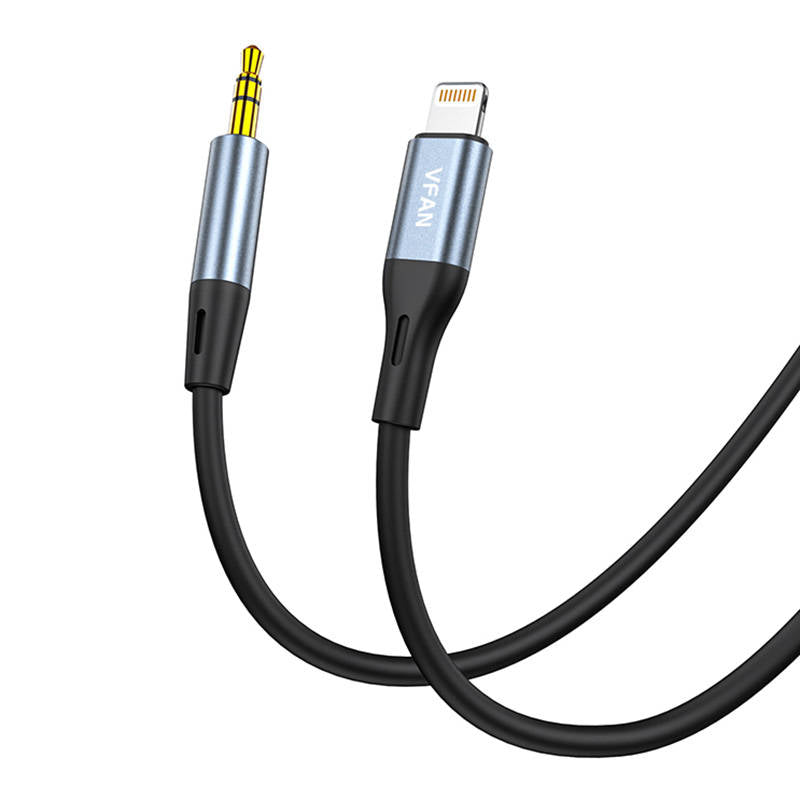 Cable VFAN L05 Lightning to mini jack 3.5mm AUX, 1m (gray) - Image 4