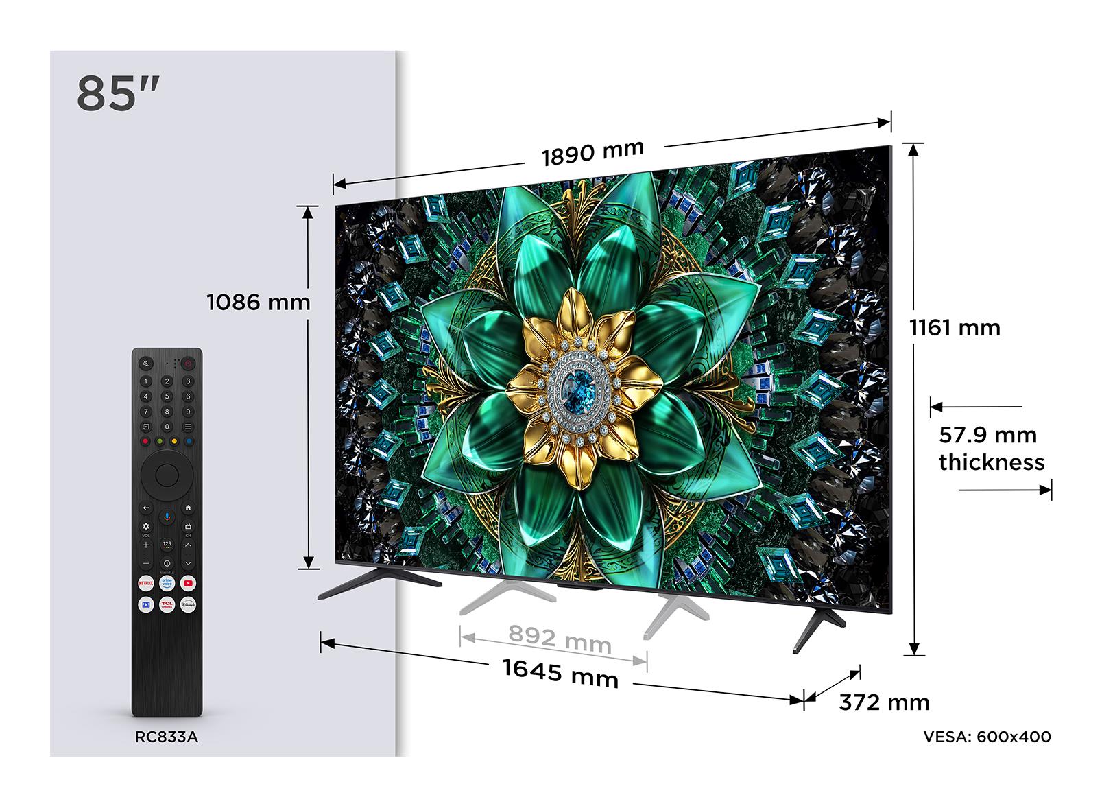 TV Set TCL 85 " 4K Ultra HD 3840 x 2160 pixels Flat 16:9 QD-Mini LED 85Q6C