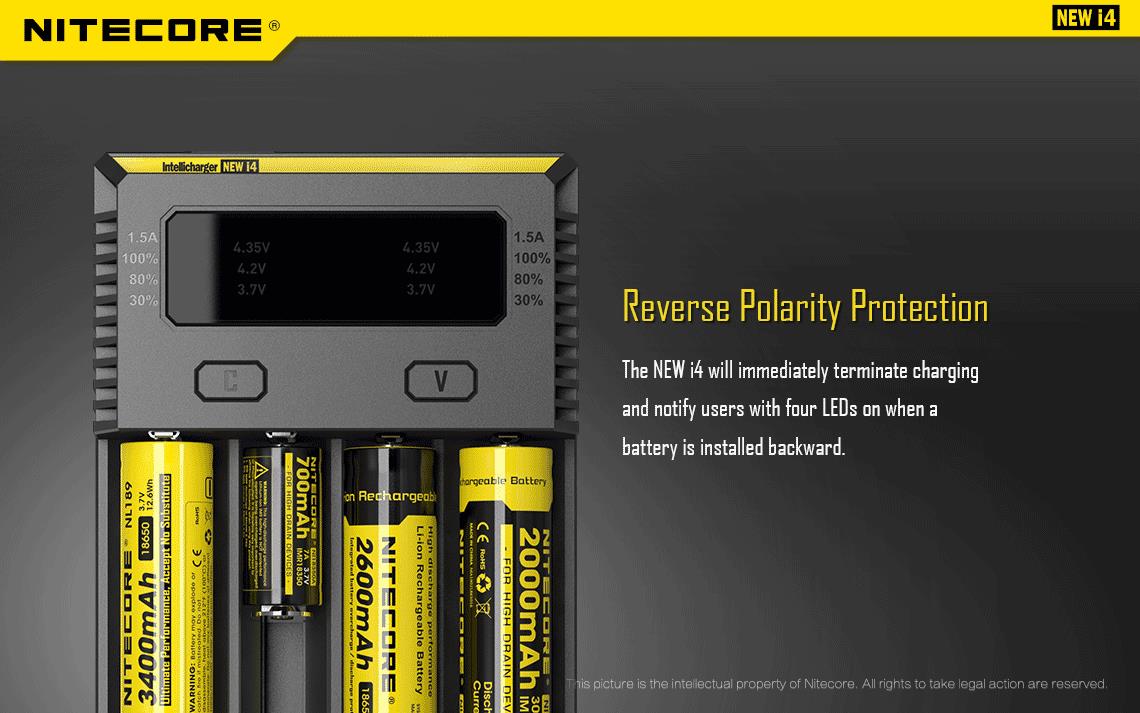 BATTERY CHARGER 4-SLOT/INTELLICHARGER NEW I4 NITECORE