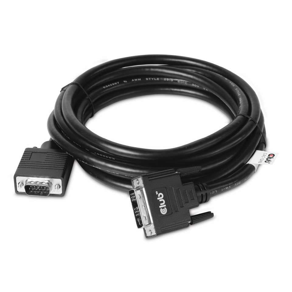 CABLE DVI-A TO VGA 3M/M/M CAC-1243 CLUB3D