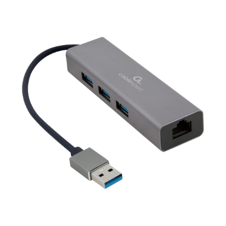Cablexpert | USB AM Gigabit network adapter with 3-port USB 3.0 hub | A-AMU3-LAN-01