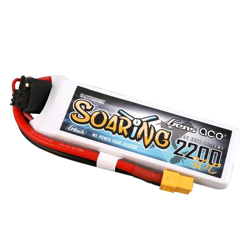 Gens Ace G-Tech Soaring 2200mAh 7.4V 30C 2S1P XT60 Battery - Image 1