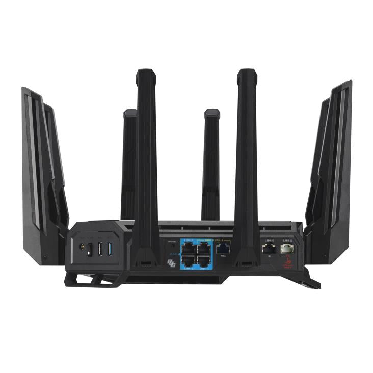 Wireless Router ASUS Wireless Router 19000 Mbps Wi-Fi 6 Wi-Fi 7 IEEE 802.11a IEEE 802.11b IEEE 802.11g IEEE 802.11n IEEE 802.11ac IEEE 802.11ax USB 2.0 USB 3.2 1x10/100/1000M 1x2.5GbE 1x10GbE Number of antennas 8 GT-BE19000