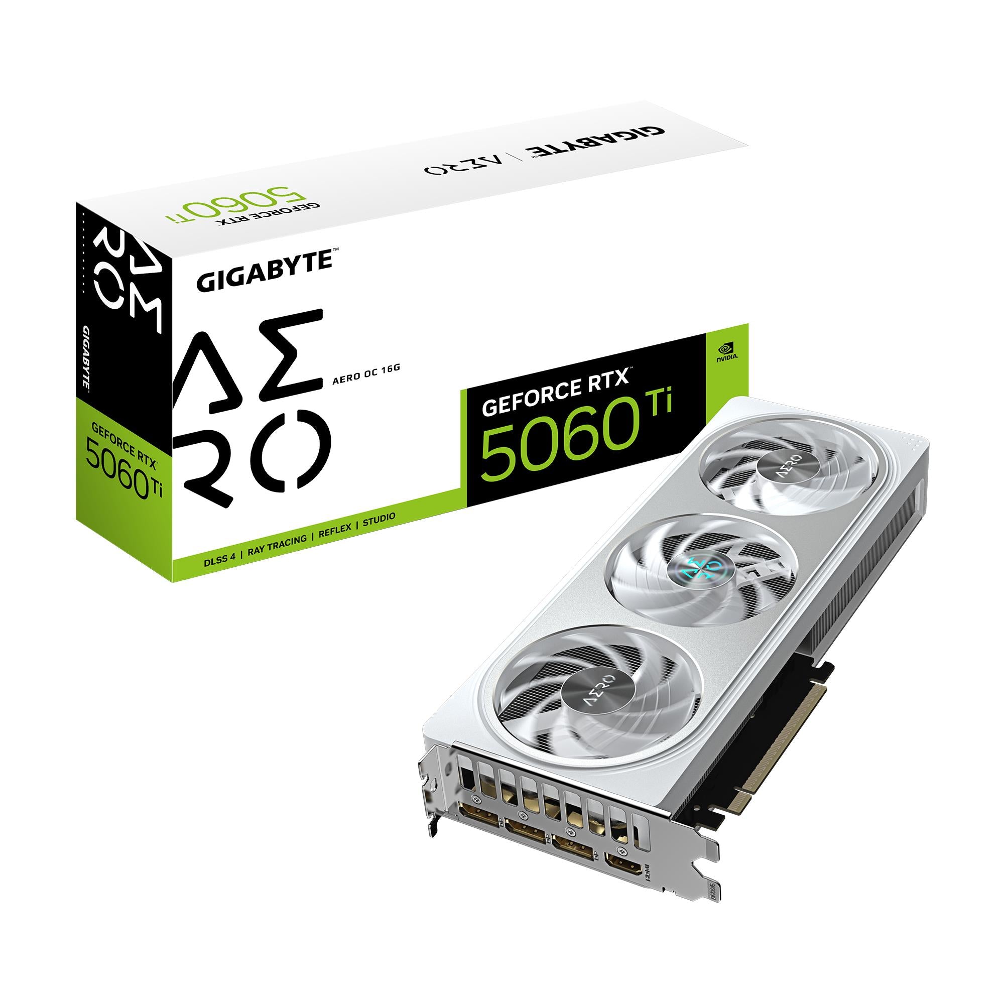 Graphics Card GIGABYTE NVIDIA GeForce RTX 5060 Ti 16 GB GDDR7 128 bit PCIE 5.0 16x GPU 2647 MHz Triple slot Fansink 1xHDMI 3xDisplayPort GV-N506TAEROOC-16GD1.0