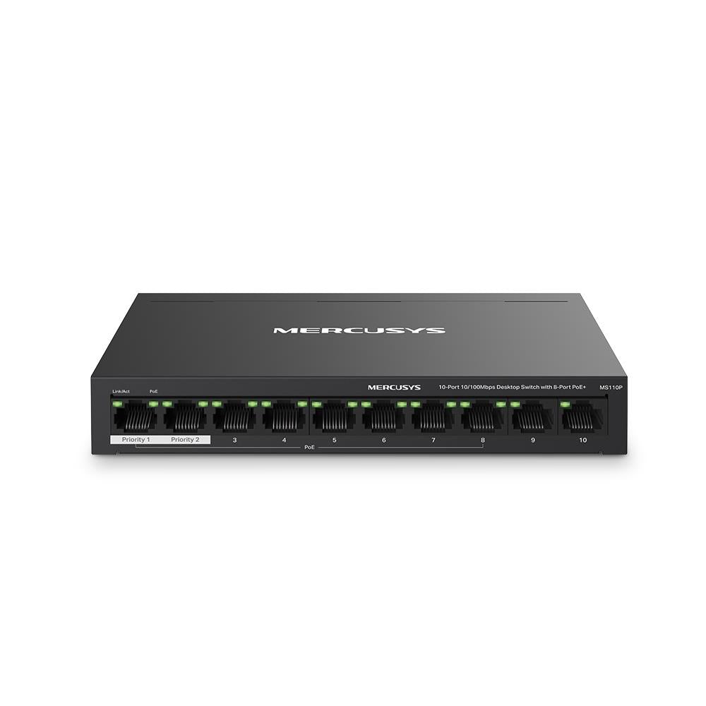Switch MERCUSYS Desktop/pedestal 10x10Base-T / 100Base-TX PoE+ ports 8 MS110P