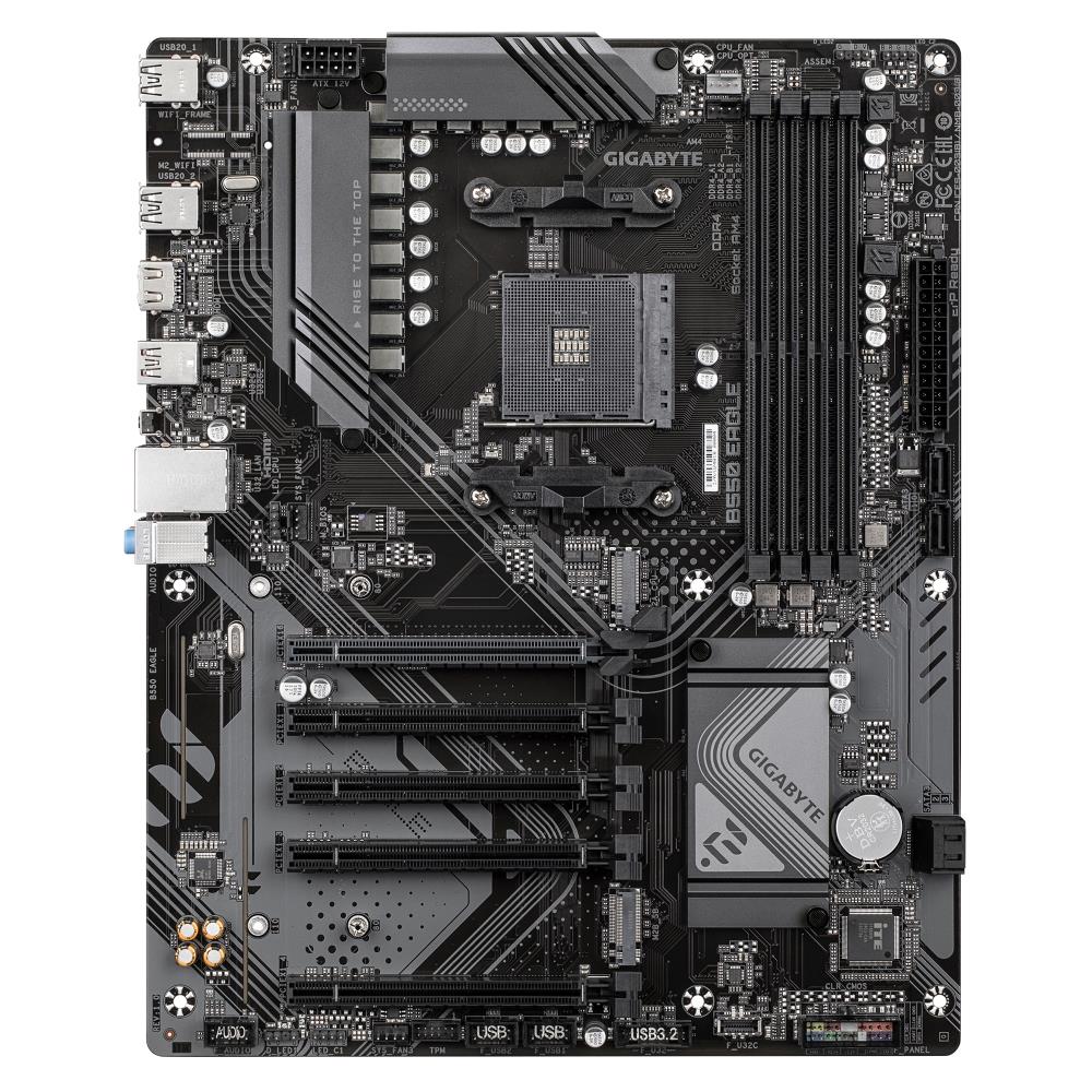 Mainboard GIGABYTE AMD B550 SAM4 ATX Memory DDR4 Memory slots 4 4xPCI-Express 3.0 1x 1xPCI-Express 4.0 16x 2xM.2 1xHDMI 4xUSB 2.0 1xUSB 3.2 type B 2xUSB 3.2 1xUSB-C 1xRJ45 3xAudio port B550EAGLE1.0