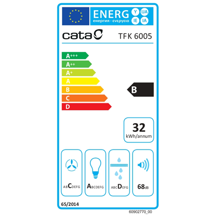 CATA Hood | TFK 6005 X | Telescopic | Energy efficiency class B | Width 60 cm | 360 m³/h | Mechanical | CSLED | Stainles