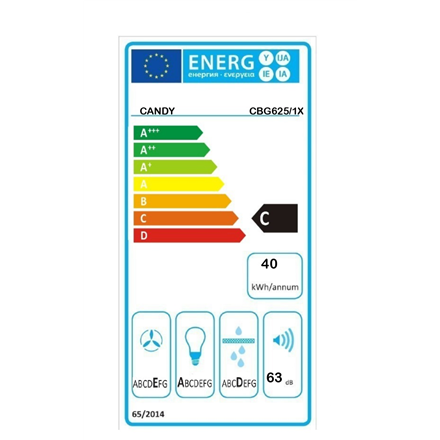 Candy | Hood | CBG625/1X | Canopy | Energy efficiency class C | Width 52 cm | 207 m³/h | Mechanical | LED | Stainless St