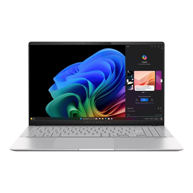 Notebook ASUS VivoBook Series S 15 OLED S5507QA-MA001W CPU Snapdragon X1E78100 3400 MHz 15.6" 2880x1620 RAM 32GB LPDDR5x SSD 1TB Qualcomm Adreno Integrated ENG Card Reader micro SD Windows 11 Home Silver 1.5 kg 90NB14Q2-M006N0