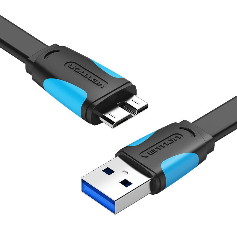 Flat USB 3.0 A to Micro-B cable Vention VAS-A12-B025 0.25m Black - Image 2
