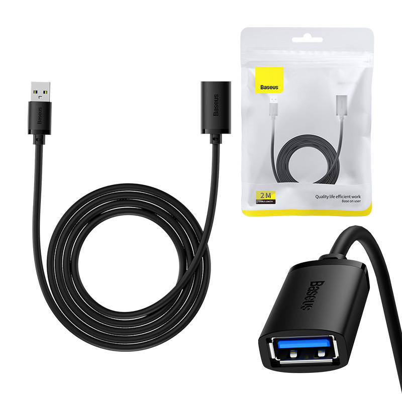 USB 3.0 Extension cable Baseus male to female, AirJoy Series, 2m (black) - Product Image 1