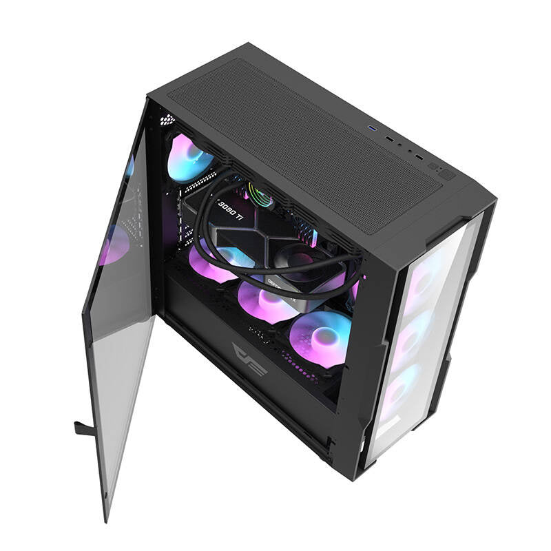 Darkflash DK431 Glas-Computergehäuse (schwarz) + 4 RGB-Lüfter