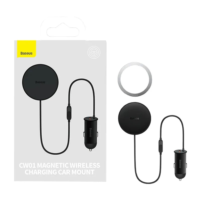 Magnetic Car Phone Holder Baseus CW01 to Ventilation Grid with car charger USB-C, 15W + 25W (black) - Product Image 2