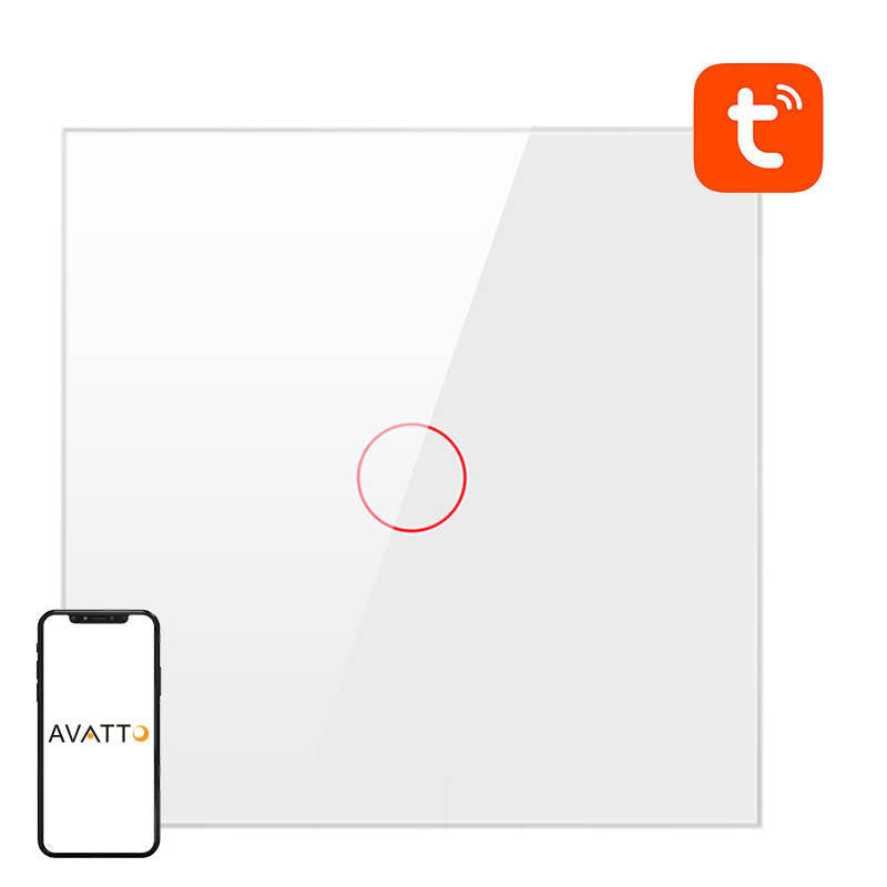 Smart Light Switch WiFi Avatto TS02-EU-W1 1 way TUYA (white) - Product Image 1