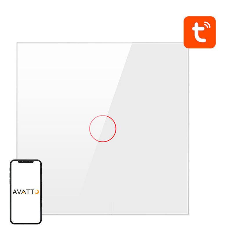 Smart Light Switch ZigBee Avatto ZTS02-EU-W1 1 Way TUYA (white) - Product Image 1