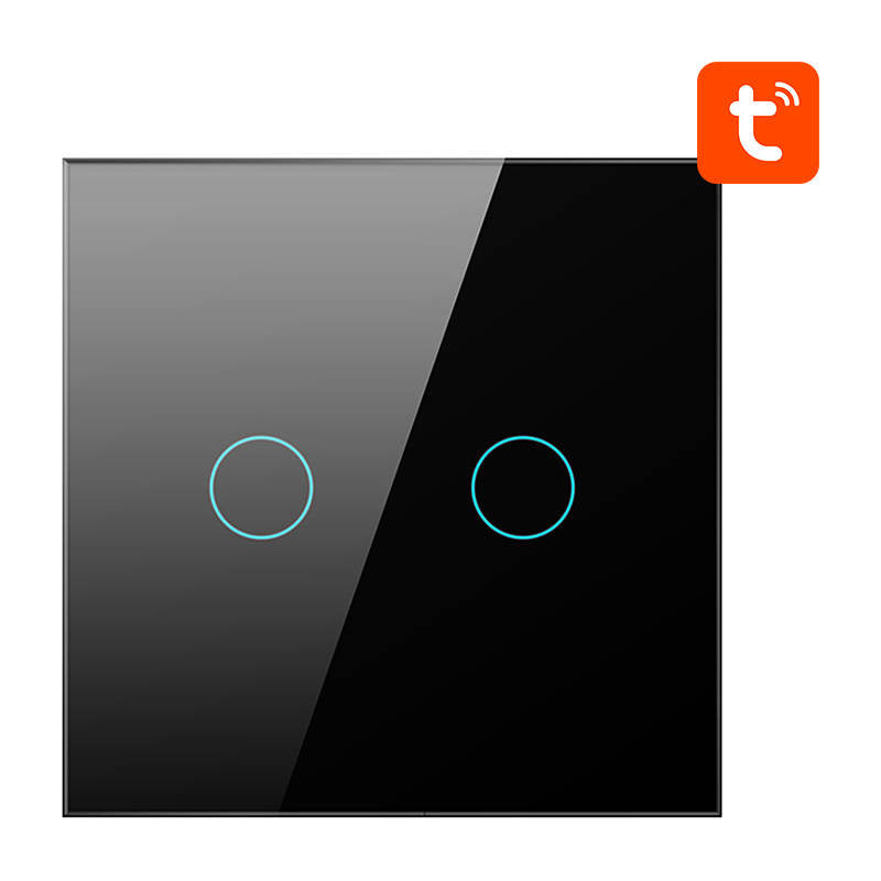 Smart Light Switch ZigBee Avatto ZTS02-EU-B2 2 Way TUYA (black) - Product Image 2
