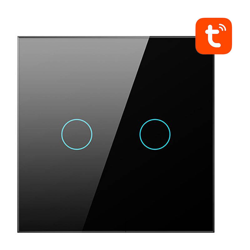 Smart Light Switch ZigBee Avatto LZTS02-EU-B2 2 Way No Neutral TUYA (black) - Product Image 2