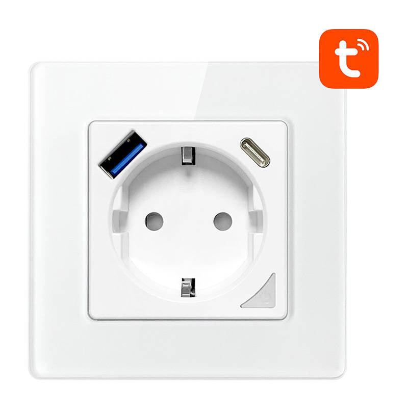 Smart WiFi Wall Socket Avatto N-WOT10-USB-W TUYA USB USB-C (white) - Product Image 1