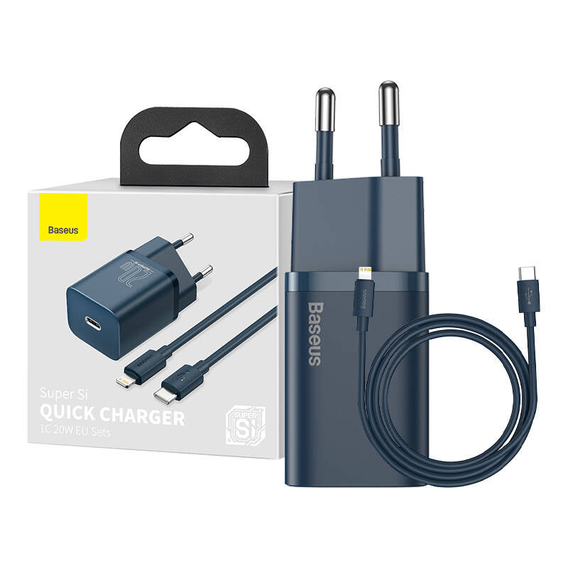 Baseus Super Si Quick Charger 1C 20W with USB-C cable for Lightning 1m (blue) - Image 1