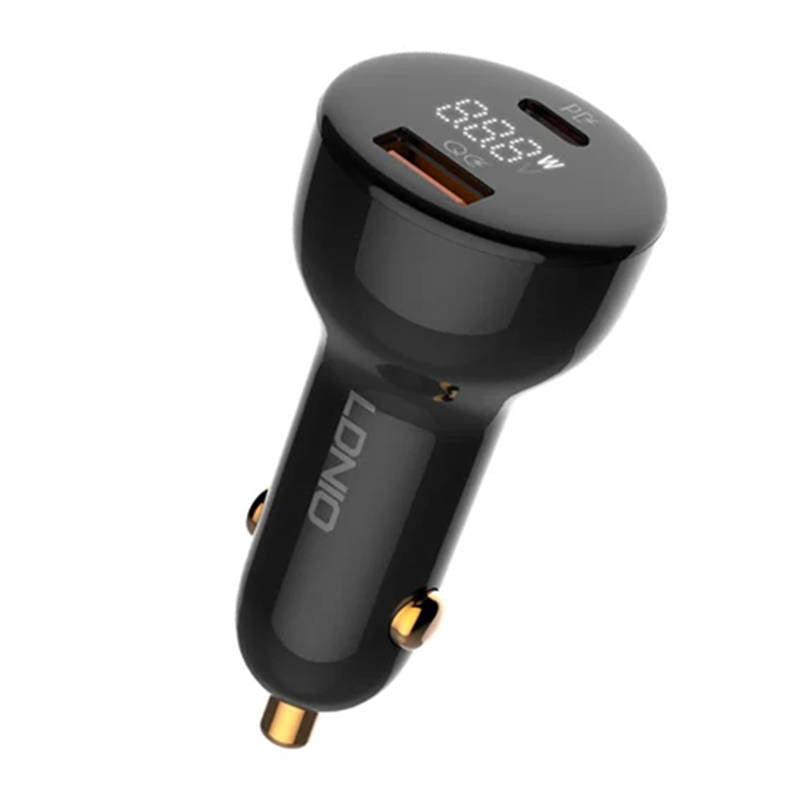 LDNIO C101 Car Charger, USB + USB-C, 100W + USB-C to Lightning Cable (Black) - Product Image 2