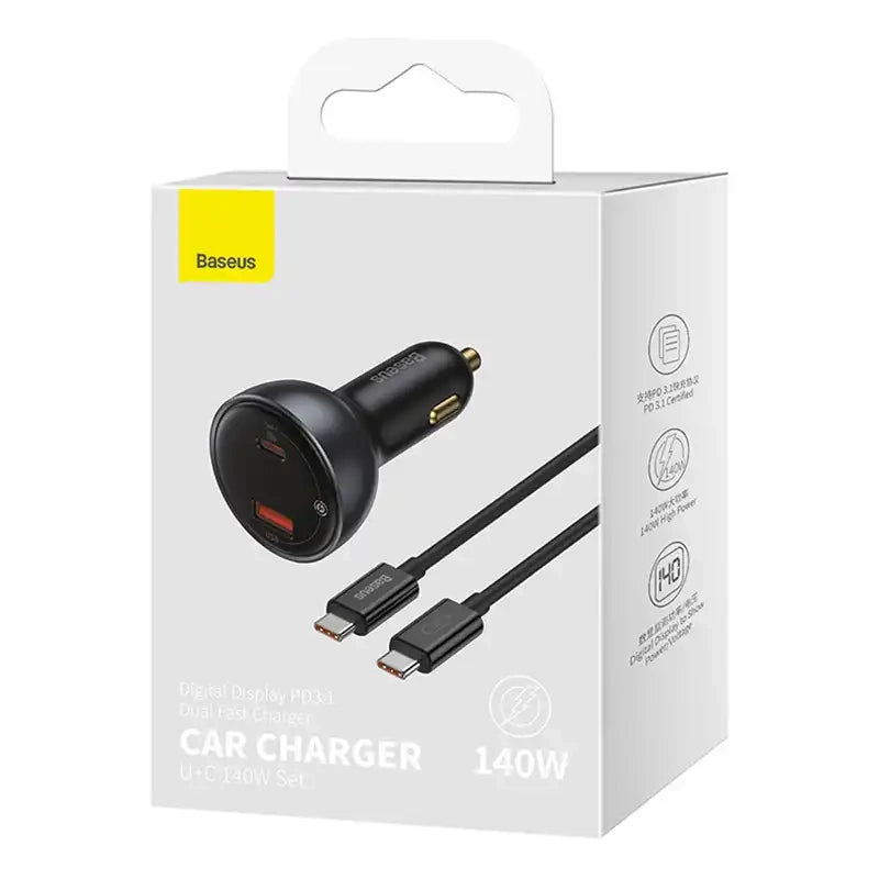 Car charger Baseus Superme, USB, USB-C, 140W (black) - Product Image 8