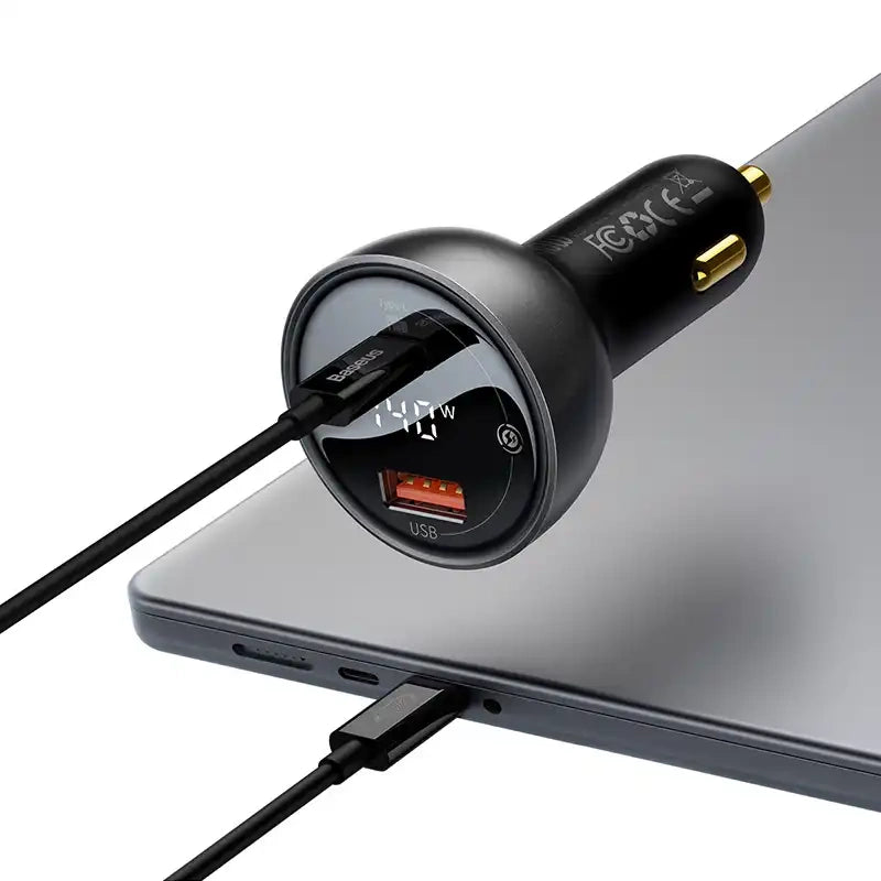 Car charger Baseus Superme, USB, USB-C, 140W (black) - Product Image 5